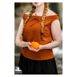 Adele Sleeveless Medieval Blouse - Orange -Larp Inn adele sleeveless medieval blouse orange 3