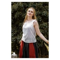 Adele Sleeveless Medieval Blouse - White