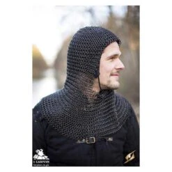 Alaric Chainmail Coif - Epic Black 11 Alaric Chainmail Coif - Epic Black -Larp Inn alaric chainmail coif epic black 4