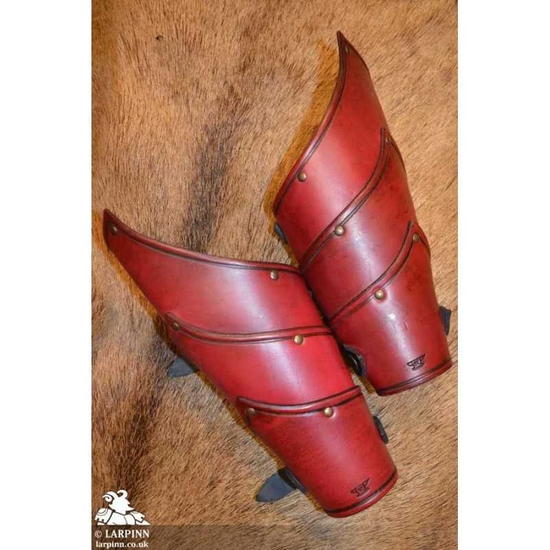 Alistair Leather Arm Bracers - Red 3 Alistair Leather Arm Bracers - Red