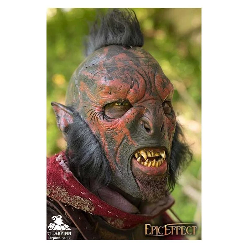 Carnal Orc Mask With Hair - Red 4 Carnal Orc Mask With Hair - Red - Image 2