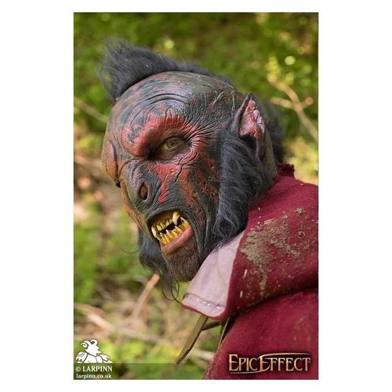 Carnal Orc Mask With Hair - Red 3 Carnal Orc Mask With Hair - Red