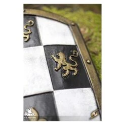 Checkered Knight Shield - White & Gold - 32IN X 20IN - LARP -Larp Inn checkered knight shield white gold 32in x 20in larp 2