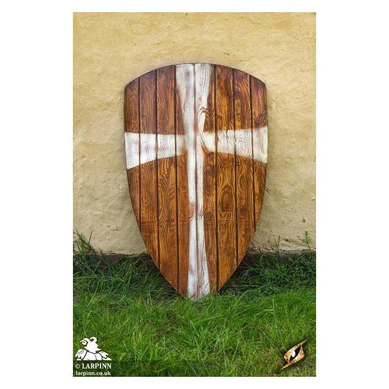 Crusader Shield - Wood/White - 36IN X 24IN - LARP 3 Crusader Shield - Wood/White - 36IN X 24IN - LARP