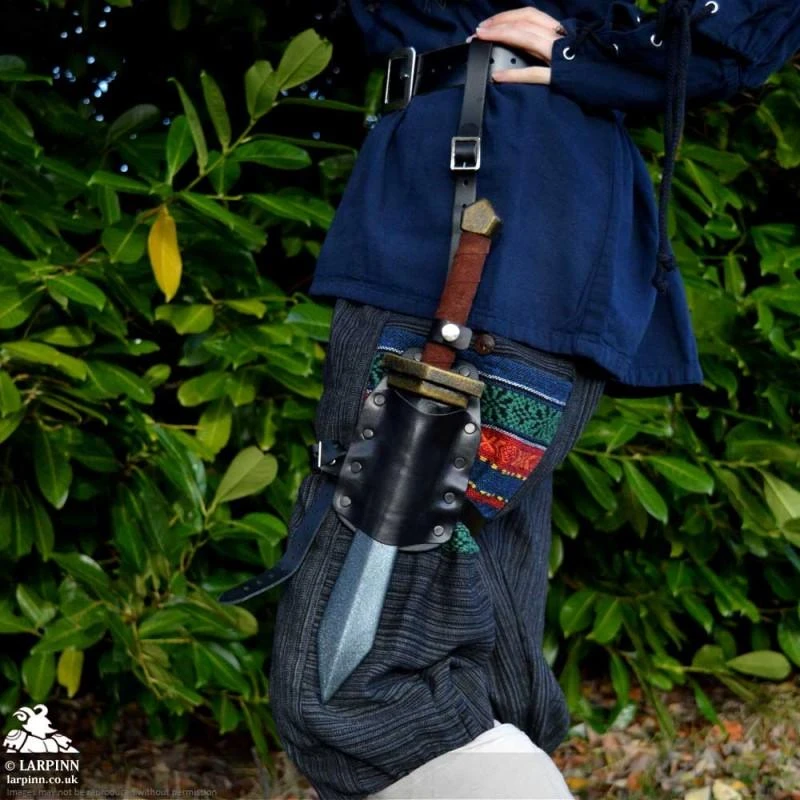 Earl Dagger Leg Scabbard - Black - With Handle Popper 3 Earl Dagger Leg Scabbard - Black - With Handle Popper