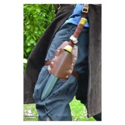 Earl Dagger Leg Scabbard - Brown - With Handle Popper