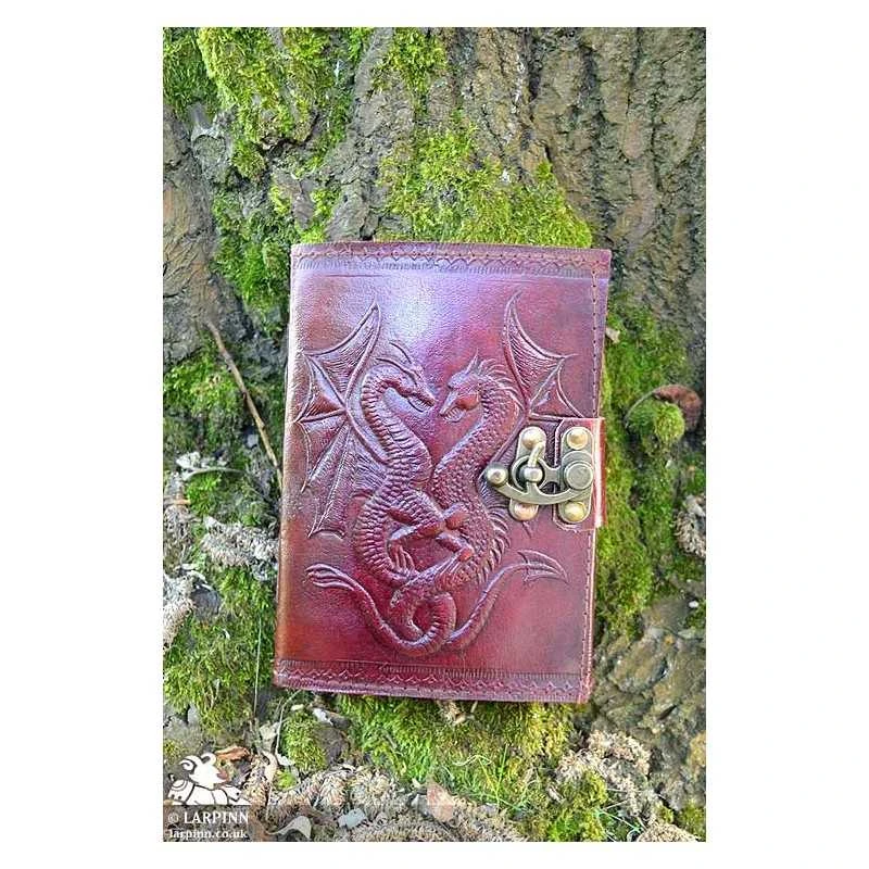 Embossed Leather Journal - Dragon With Clasp 3 Embossed Leather Journal - Dragon With Clasp