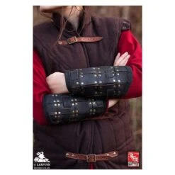 Fighter Leather Bracers - S - Black