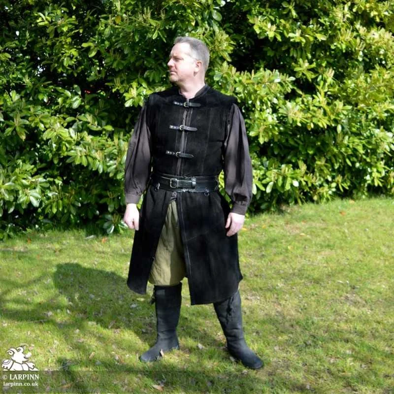 Garen Leather Vest - Long - Black 4 Garen Leather Vest - Long - Black - Image 2