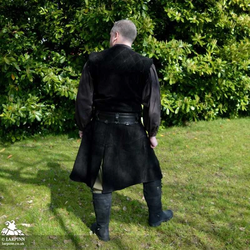 Garen Leather Vest - Long - Black 6 Garen Leather Vest - Long - Black - Image 4