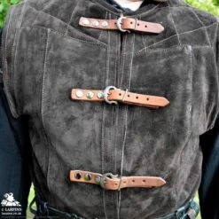 Garen Leather Vest - Long - Brown -Larp Inn garen leather vest long brown 2