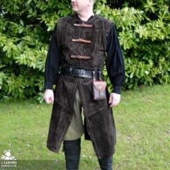 Garen Leather Vest - Long - Brown