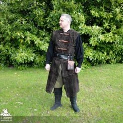 Garen Leather Vest - Long - Brown -Larp Inn garen leather vest long brown 3