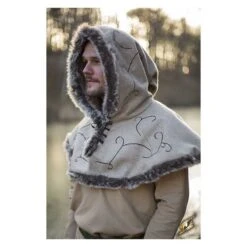 Hood - Fur - Beige -Larp Inn hood fur beige 3