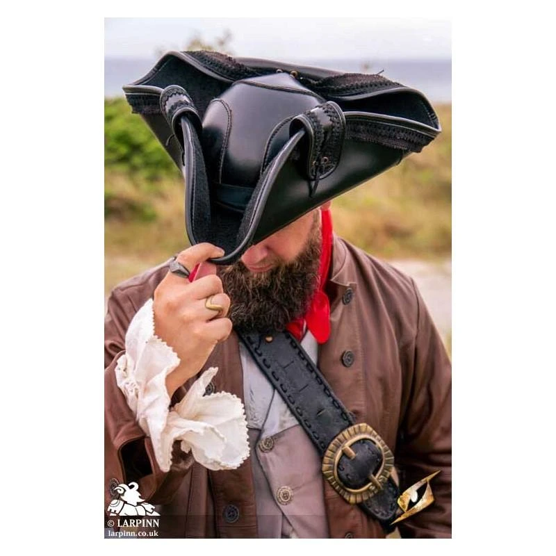 Pirate Tricorn - Faux Leather Hat 4 Pirate Tricorn - Faux Leather Hat - Image 2