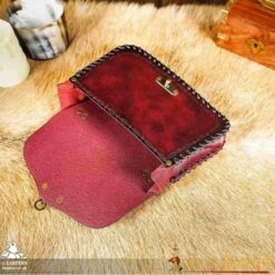 Sylleth Leather Belt Pouch - Maroon -Larp Inn sylleth leather belt pouch maroon 2
