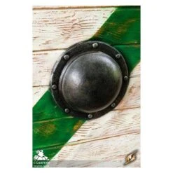 Thegn Saxon Shield - Green Stripe - 32IN - LARP -Larp Inn thegn saxon shield green stripe 32in larp 3