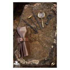 Thieves Tools In Leather Roll Bag - Brown