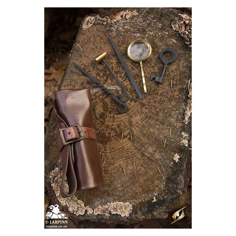 Thieves Tools In Leather Roll Bag - Brown 3 Thieves Tools In Leather Roll Bag - Brown