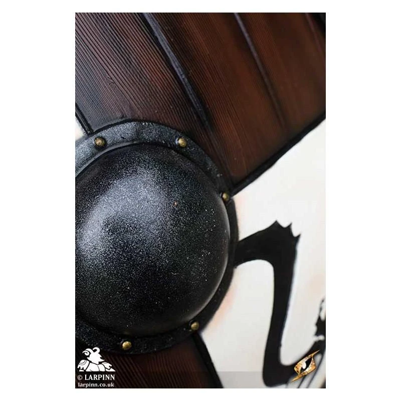 Viking White Dragon Shield - Wood - 32IN - LARP 4 Viking White Dragon Shield - Wood - 32IN - LARP - Image 2