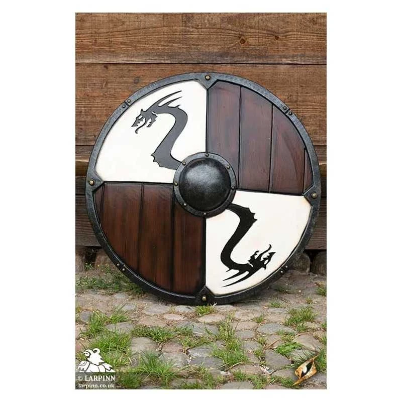 Viking White Dragon Shield - Wood - 32IN - LARP 3 Viking White Dragon Shield - Wood - 32IN - LARP