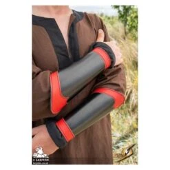 Warrior Bracers - Faux Leather - Black & Red