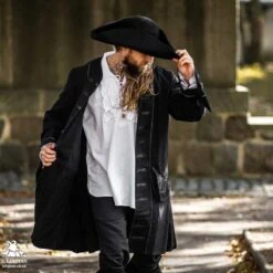 Woollen Tricorn Hat - Black 8 Woollen Tricorn Hat - Black -Larp Inn woollen tricorn hat black 2